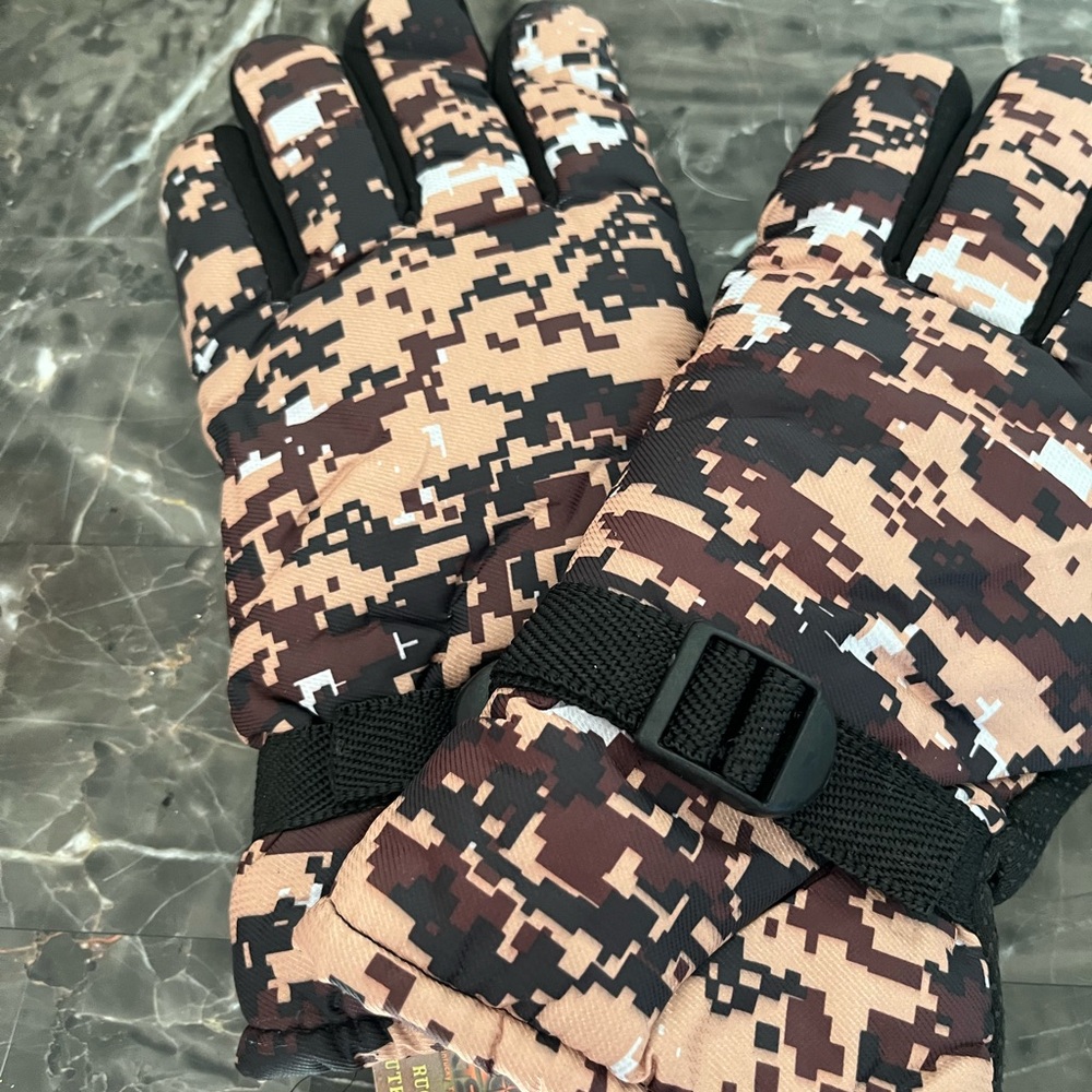 KS Rugged Outerwear Full Finger Thermal Camouflage Hunting Gloves Brown